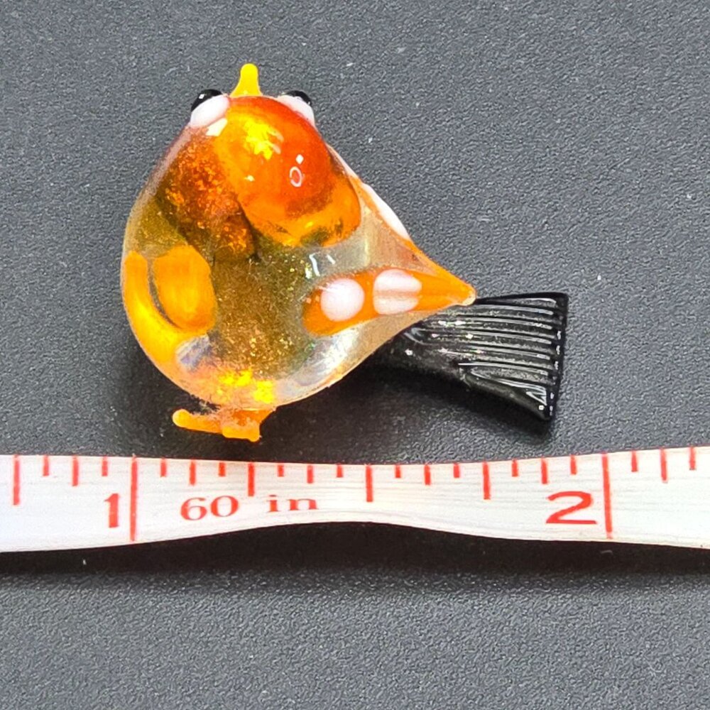 Handcrafted Miniature Glass Bird Figurine Orange & Black HS203 - Picture 10 of 10